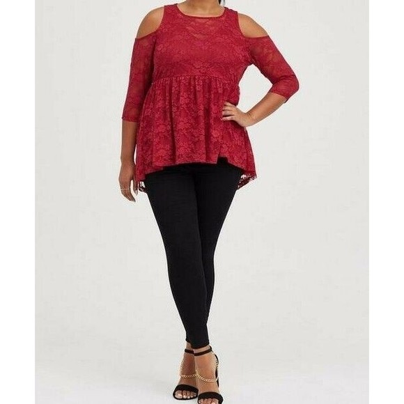 torrid Tops - Womens NWT Torrid Babydoll Lace Cold Shoulder Stretch Top 2X 18-20